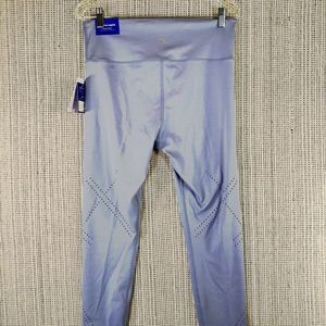 JoyLab High-Waisted Leggings Ladies Large Periwinkle Blue Laser Cut Design